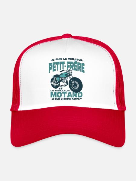 Le meilleur motard et le meilleur petit-frère - Casquette trucker  - blanc/rouge - Devant