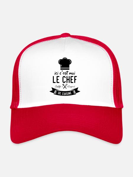 Ici c'est moi le chef certifié original de cuisine - Casquette trucker  - blanc/rouge - Devant