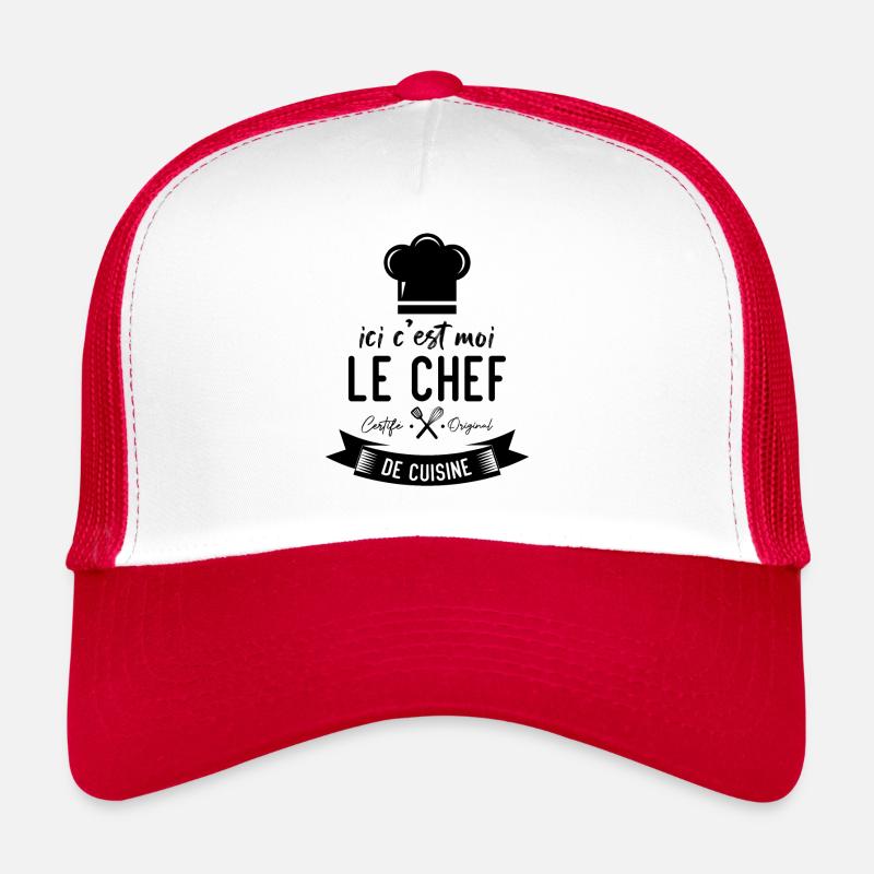 Ici c'est moi le chef certifié original de cuisine - Casquette trucker  - blanc/rouge