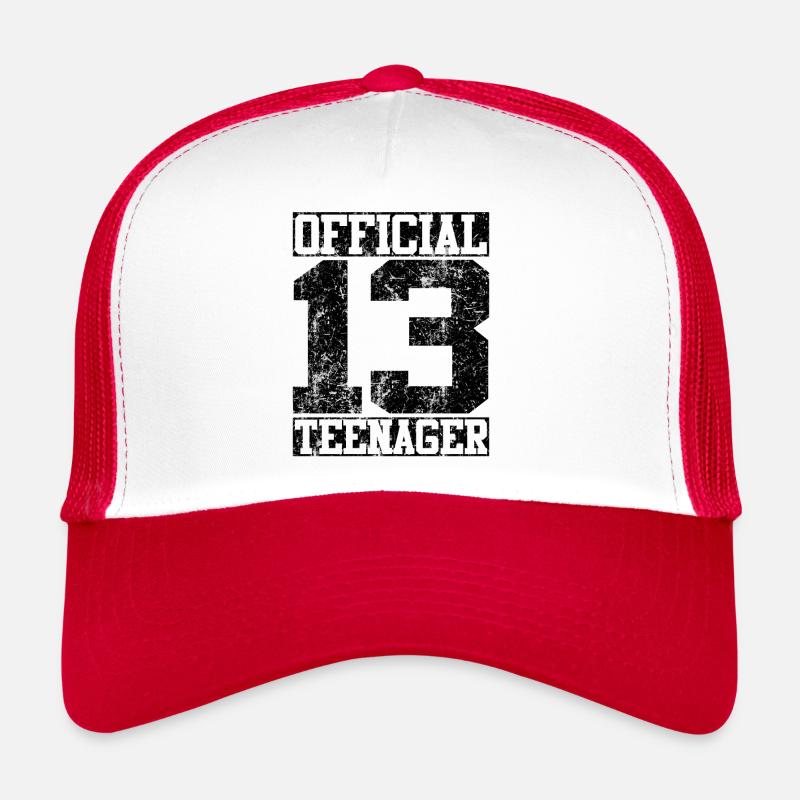 Offiziell ein Teenager - Distressed Look - Trucker Cap - Weiß/Rot