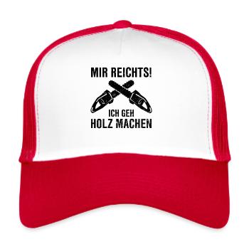 Forstwirt Holzfäller Waldarbeiter Motorsäge - Trucker Cap - Weiß/Rot - Vorne
