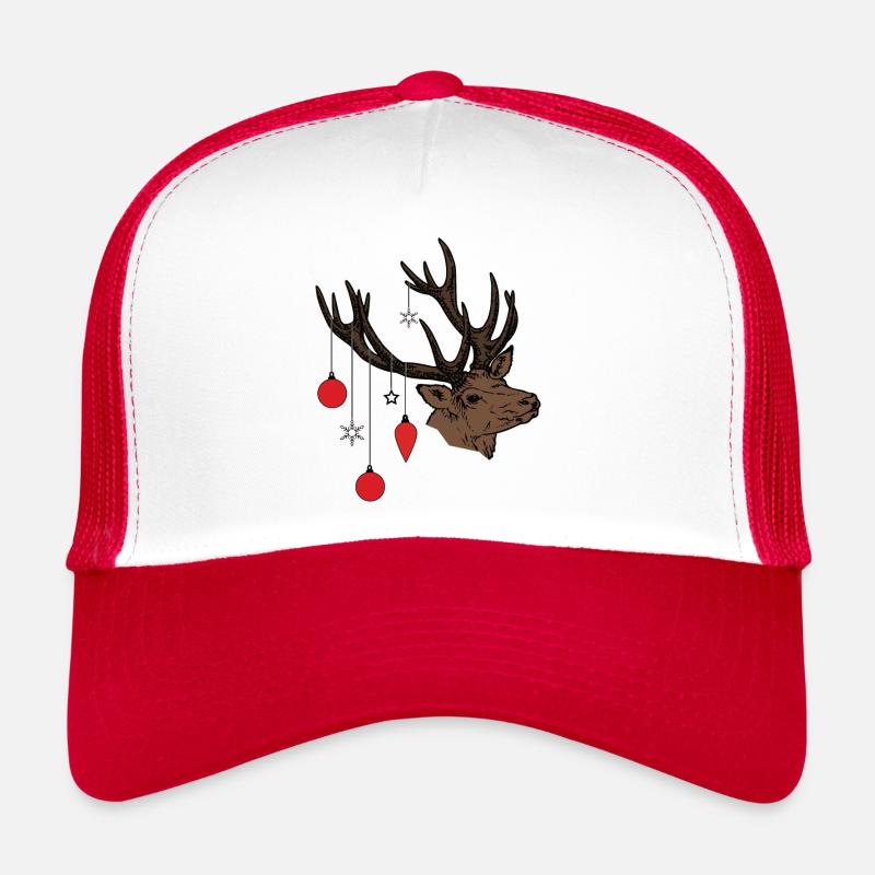 Cerf de Noël - Casquette trucker  - blanc/rouge