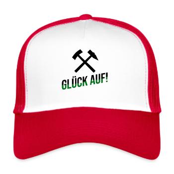 Erzgebirge Glück auf gliggauf - Trucker Cap - Weiß/Rot - Vorne