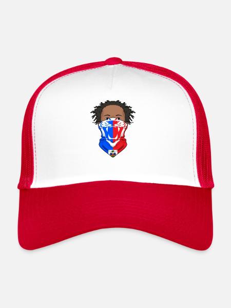 Haïti Haïti Haïti Flag Man Day I Cadeau - Casquette trucker  - blanc/rouge - Devant