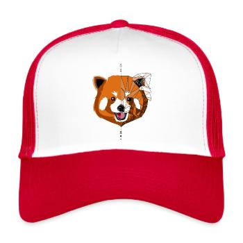 Panda roux stylé - Casquette trucker  - blanc/rouge - Devant