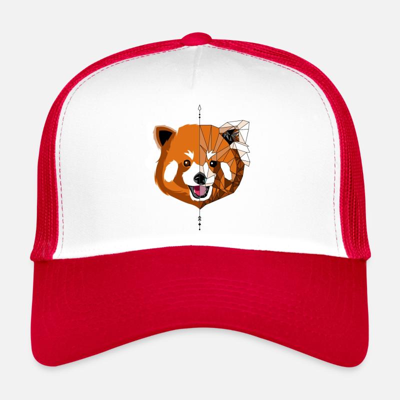 Stylischer roter Panda - Trucker Cap - Weiß/Rot