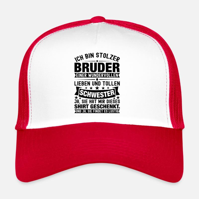Ich Bin Stolzer Bruder Einer Wonderful Schwester - Trucker Cap - Weiß/Rot