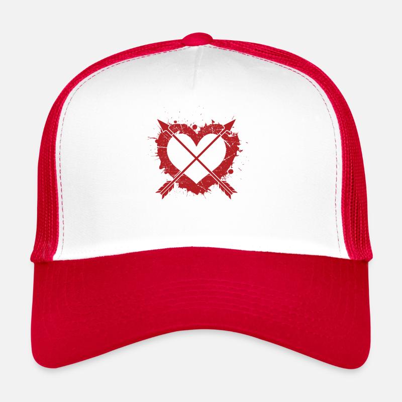 Tir à l’arc Tir à l’arc Tir à l’arc Flèche - Casquette trucker  - blanc/rouge