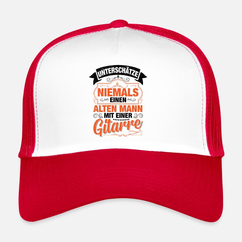 Alten Mann Mit Einer Gitarre - Trucker Cap - Weiß/Rot