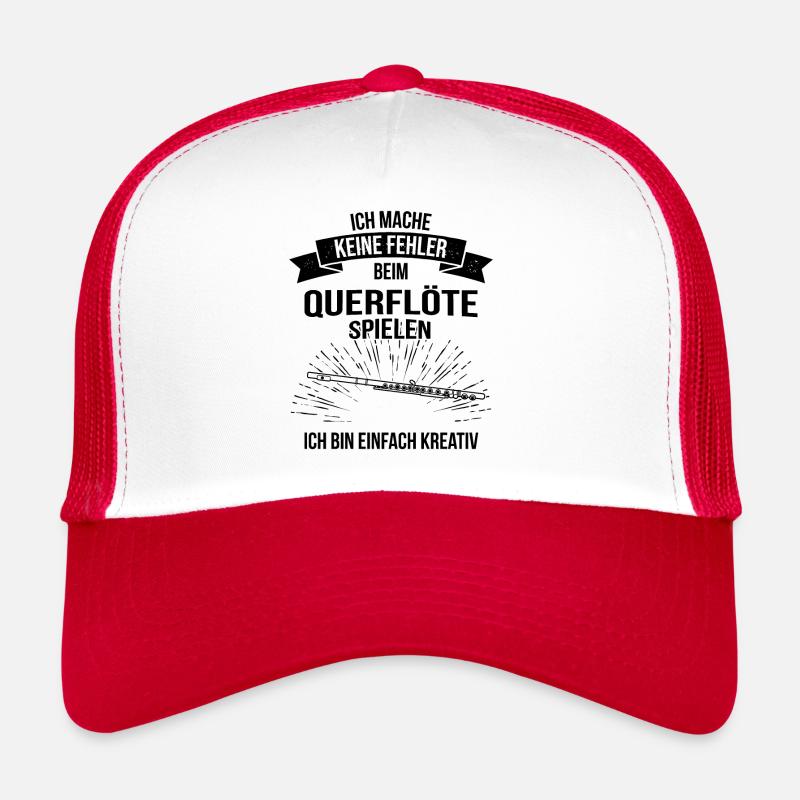 Querflöte Querflötenspieler Querflötist - Trucker Cap - Weiß/Rot