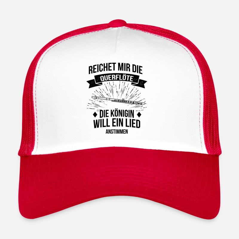 Querflöte Querflötenspieler Querflötist - Trucker Cap - Weiß/Rot