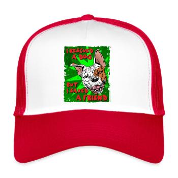 I RESCUED A DOG - BUT I SAVED A FRIEND red - Trucker Cap - white/red - Front