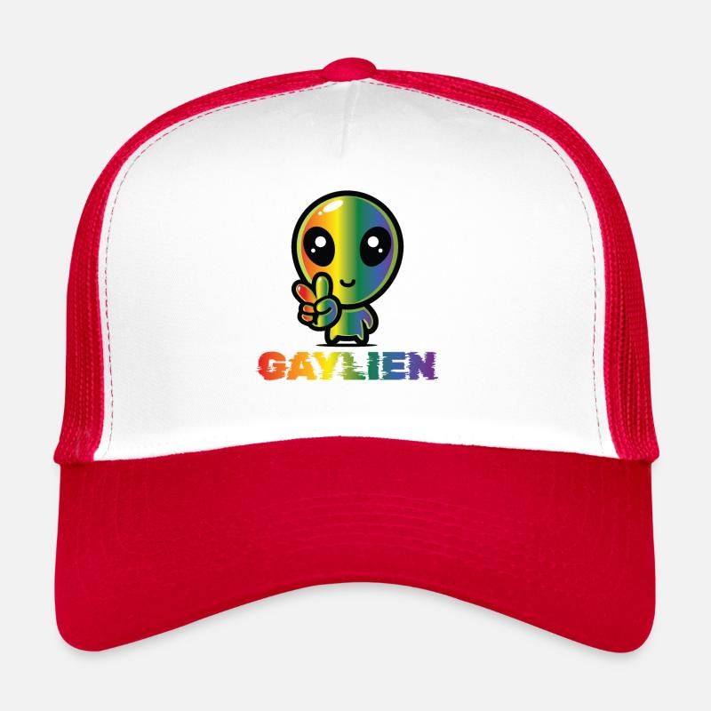 Gender Lesben, Schwule, Trans, Queer Regenbogen - Trucker Cap - Weiß/Rot
