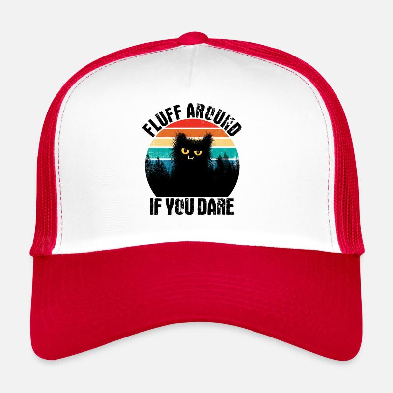 Fluff Around Si vous osez trouver Cat Retro Gift Casquette trucker 