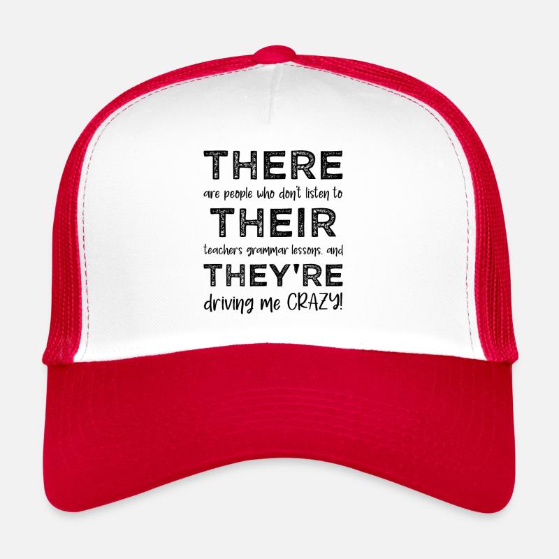 There Their They're - Grammar Funny - Trucker Cap - white/red