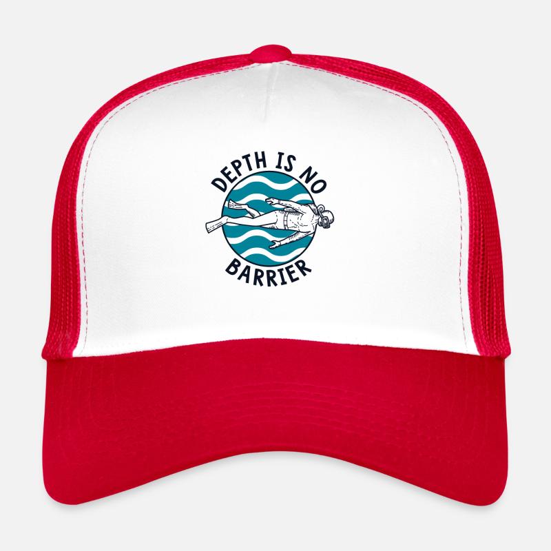 Depth Is No Barrier Diving Fins Goggles Trucker Cap
