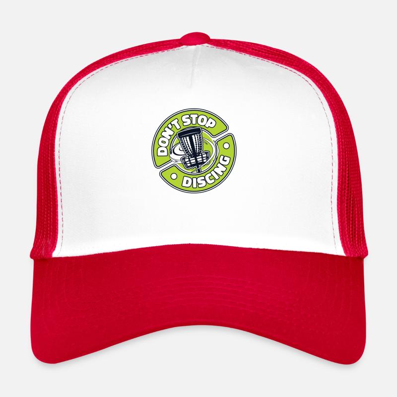 Stop ikke med at disce disc golfspiller frisbee golf - Trucker cap - hvid/rød