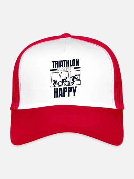 Triathlon Makes Me Happy Training Triathlon Bike - Trucker Cap - white/red - Front