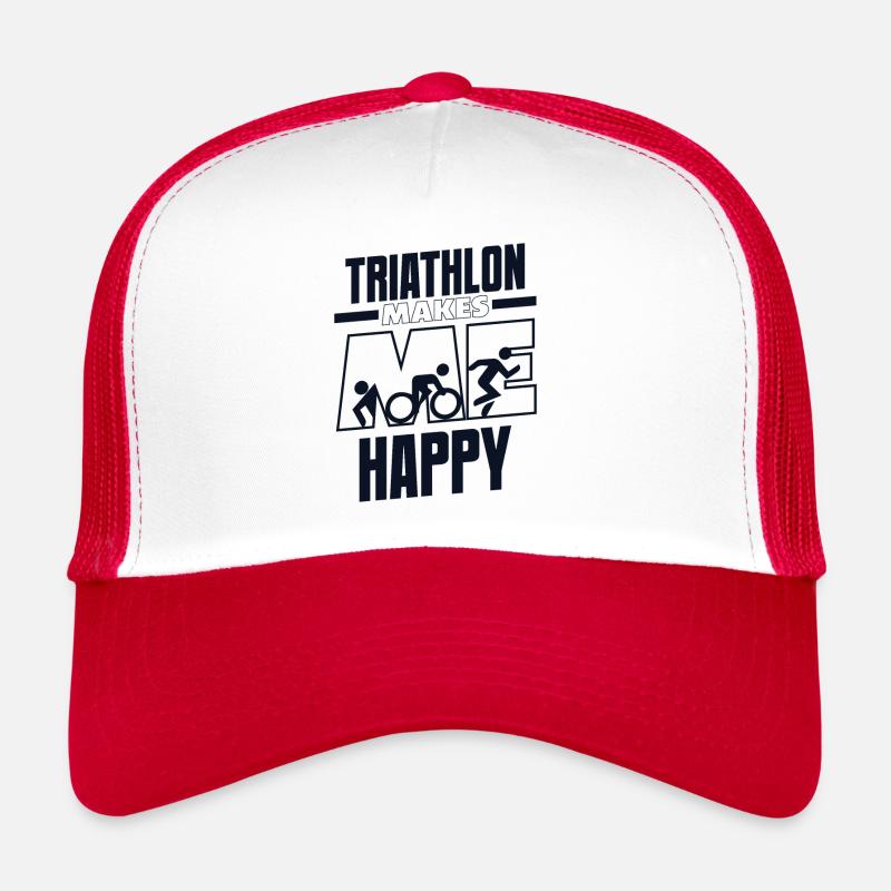 Triathlon Makes Me Happy Training Triathlonrad Trucker Cap