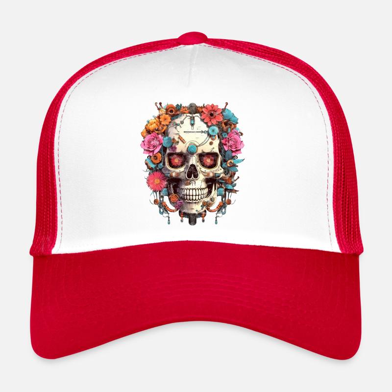 Cyborg Skull Robot Android Sugar Skull Trucker Cap