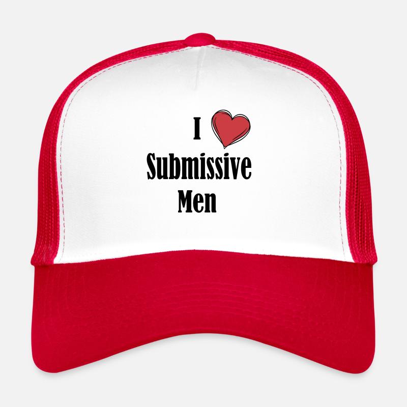 I Love Submissive Men Red Heart Funny Submissive Trucker Cap