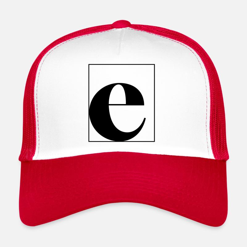 Buchstabenalphabet e - Trucker Cap - Weiß/Rot