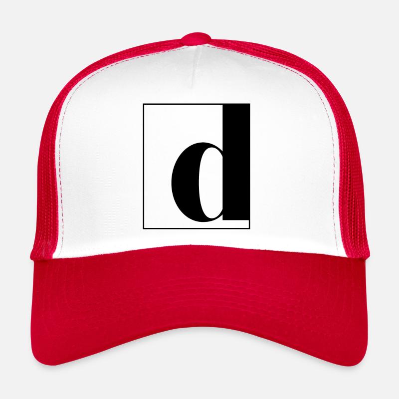 Buchstabenalphabet d - Trucker Cap - Weiß/Rot