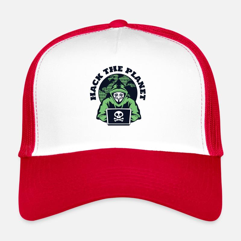 Hack The Planet Phishing Sniffer Social - Trucker Cap - Weiß/Rot