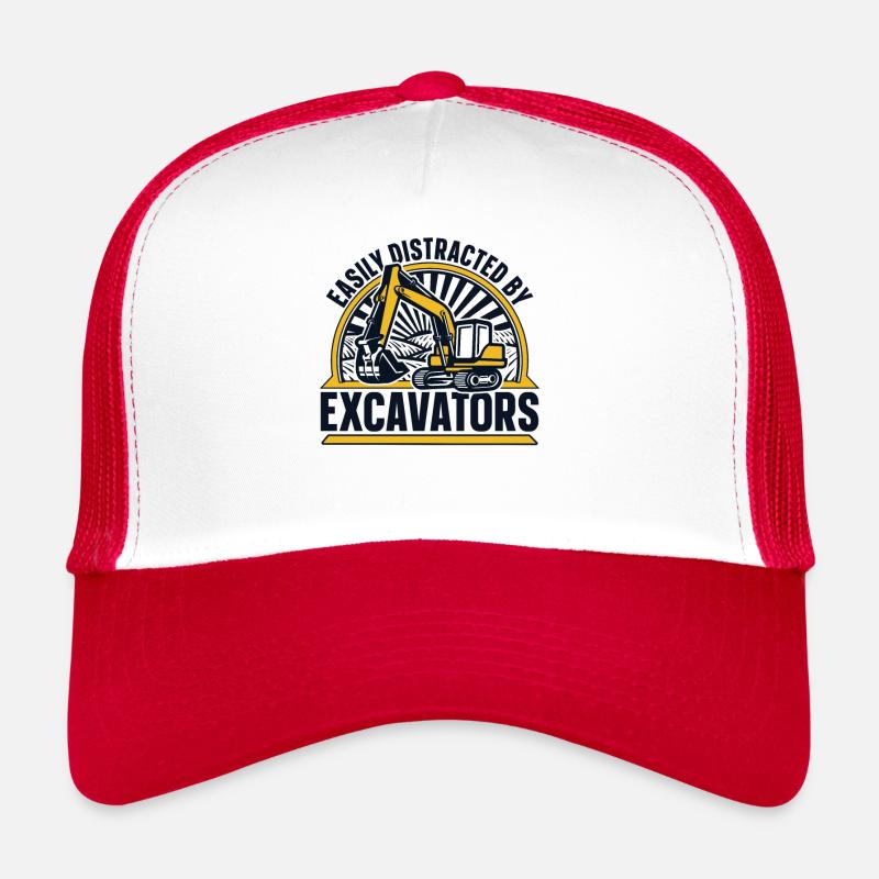 Easily Distracted By Excavators Crawler Excavator Trucker Cap