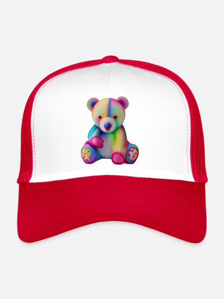 Multicolored teddy bear - Trucker Cap - white/red - Front