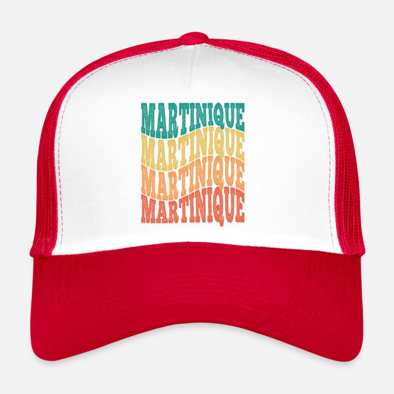 belle idée de Cadeau originale de la Martinique - Casquette trucker - blanc/rouge