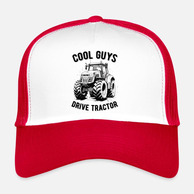 Coole Jungs Fahren Traktor Geschenk Bauer Landwirt - Trucker Cap - Weiß/Rot