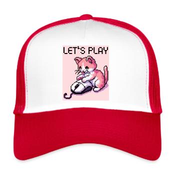 COMPUTER GAMING MOUSE RETRO PIXEL ART PINK CAT - Trucker Cap - white/red - Front