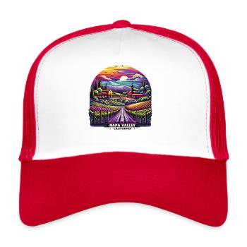 Sonnenuntergang Napa Valley Weingut Kalifornien Souvenir - Trucker Cap - Weiß/Rot - Vorne
