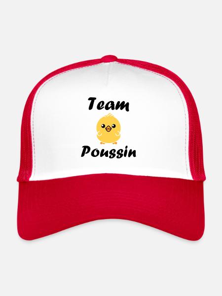 Team poussin - Casquette trucker  - blanc/rouge - Devant