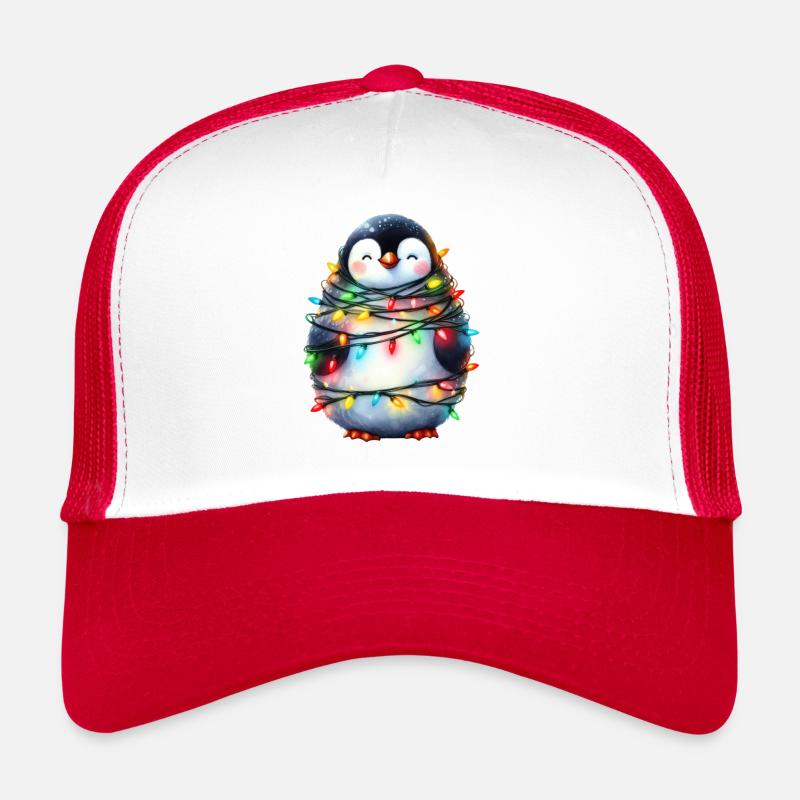 Pingouin mignon avec des guirlandes lumineuses Casquette trucker 