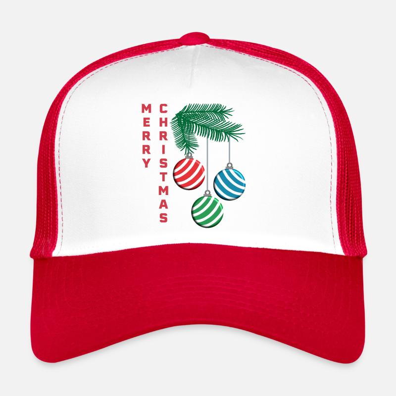 Branche de joyeux Noël avec des décorations de Noël - Casquette trucker  - blanc/rouge