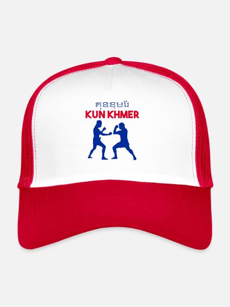 Temple du Cambodge Khmer Vintage drapeau je cadeau - Casquette trucker  - blanc/rouge - Devant