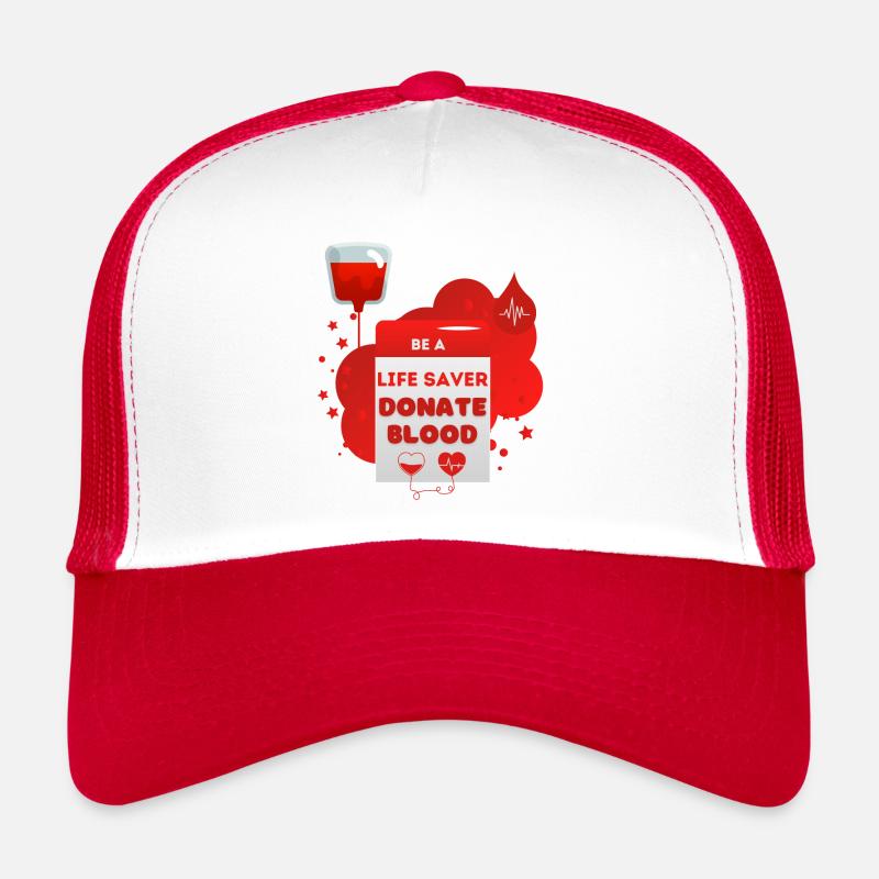Blutspende Sei ein Lebensretter Blut spenden - Trucker Cap - Weiß/Rot