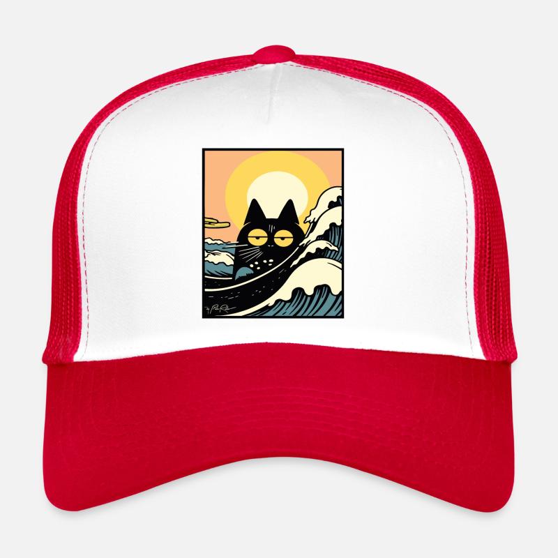 S’ennuyer sur la plage : un chat rétro Casquette trucker 