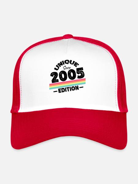 Unique depuis 2005 Edition Anniversaire Millésime 2005 - Casquette trucker  - blanc/rouge - Devant