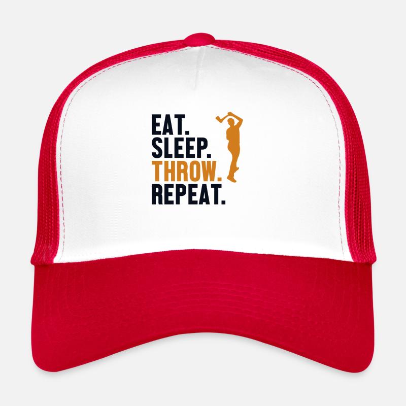 Manger Dormir Lancer Répéter Concours de lancer de hache Casquette trucker 