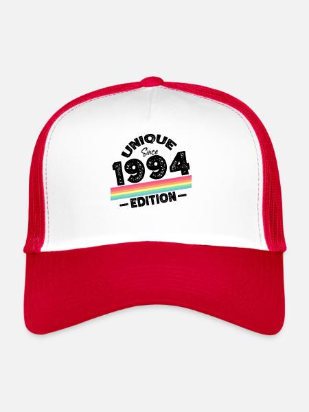 Unique depuis 1994 Edition Anniversaire Millésime 1994 - Casquette trucker  - blanc/rouge - Devant