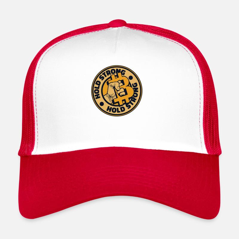 Hold Strong Blockchain Crypto Kryptowährung - Trucker Cap - Weiß/Rot