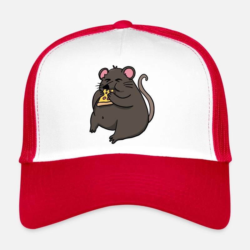 Fat Mouse Eating Pizza Funny Comic Style Trucker Cap