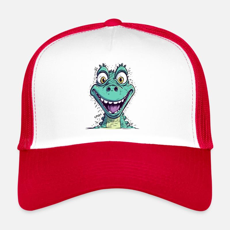 Fröhlicher Cartoon-Drache mit lustigem Gesicht Trucker Cap