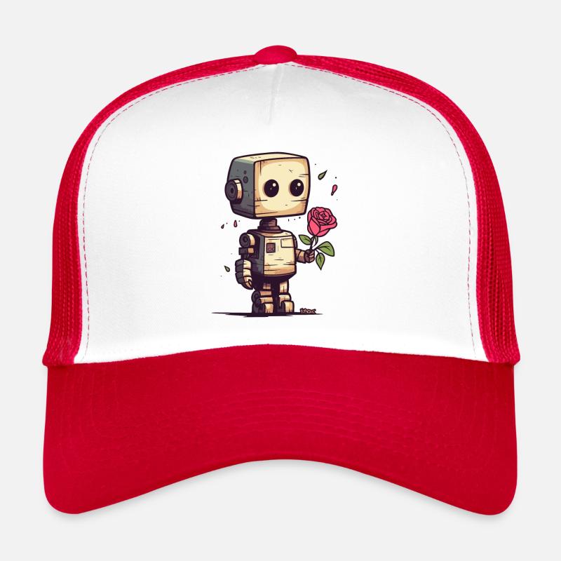 Petit robot avec une rose Casquette trucker 