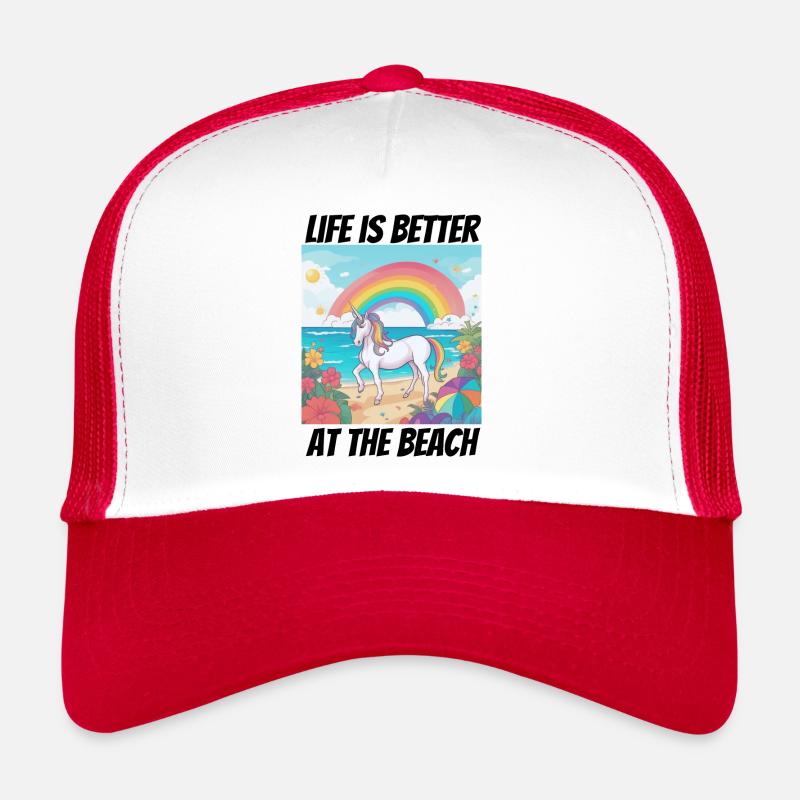 La vie est plus belle à la plage Licorne Casquette trucker 