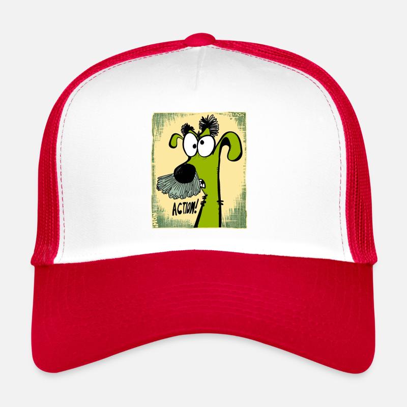 Crazy funny director dog in action Trucker Cap