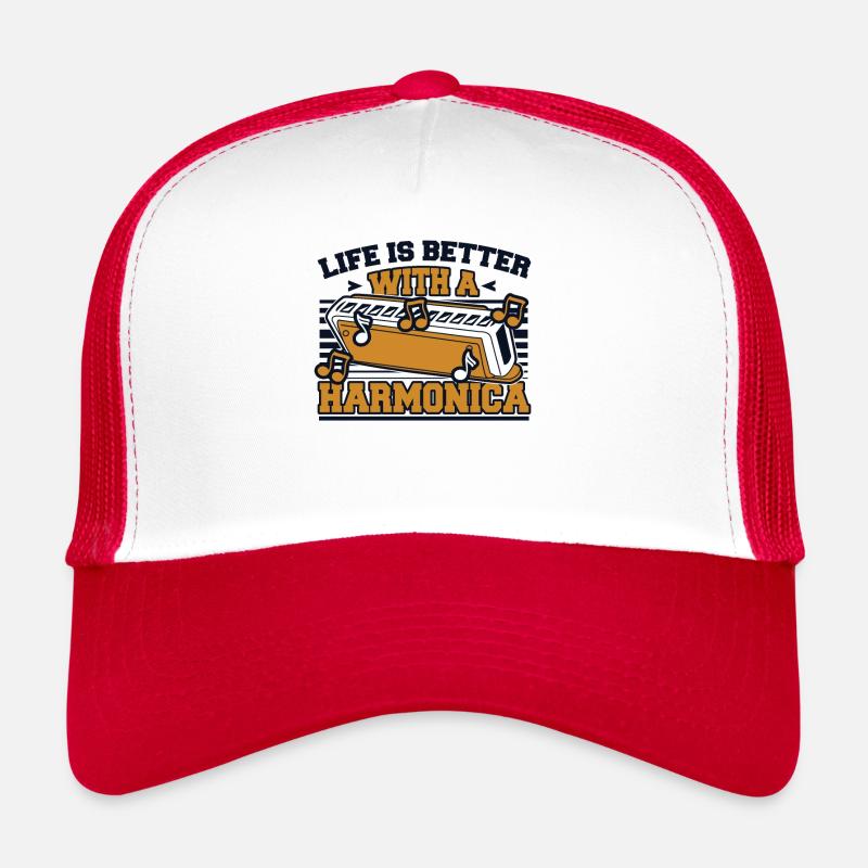 La vie est plus belle avec un harmoniciste d’harmonica Casquette trucker 